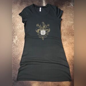 Black New Orleans Fleur-de-Lis Short Sleeve Casual Women's Dress